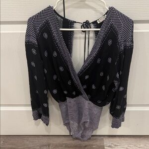 Elegant Black and Gray Women's Bodysuit